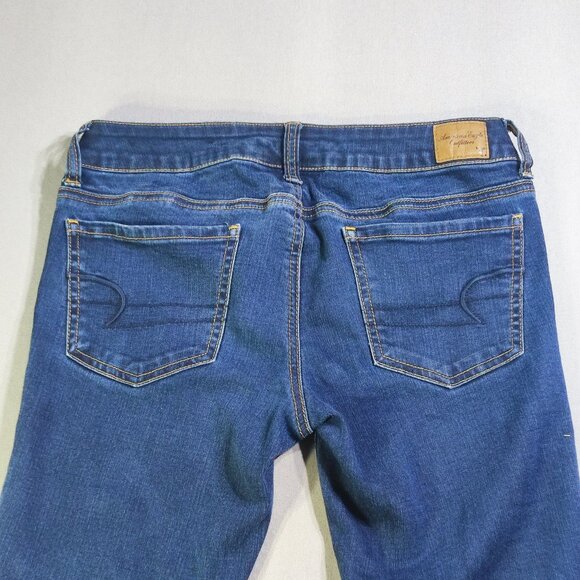American Eagle jeggings women's size 4 ink blue skinny super stretch low-rise - Picture 4 of 13